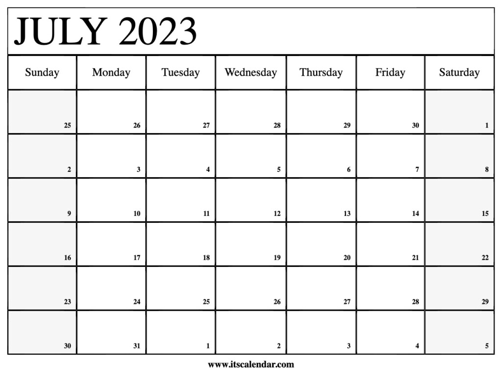 Free Printable July 2023 Calendar