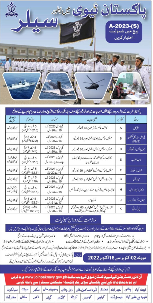 Join Pakistan Navy As Sailor Batch 2023 A Pak Navy Sailor Jobs 2023 