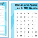 Roman And Arabic Numerals Up To 100 Number Word Search