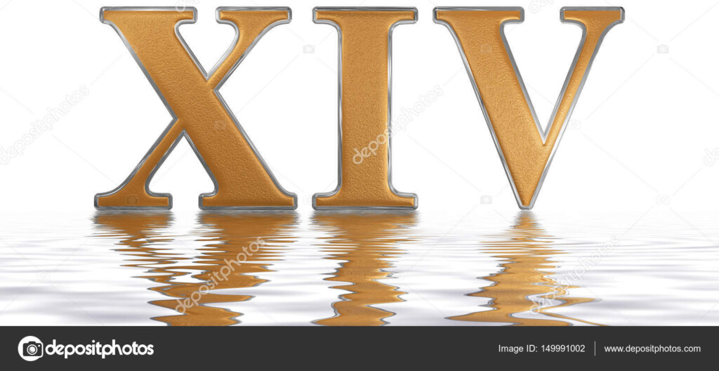 Roman Numeral XIV Quattuordecim 14 Fourteen Reflected On The 
