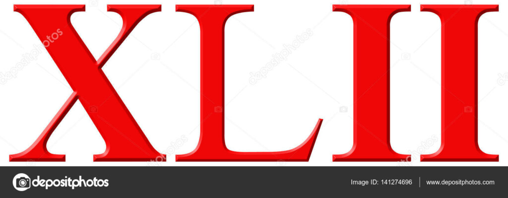 Roman Numeral XLII Duo Et Quadraginta 42 Forty Two Isolated Stock 