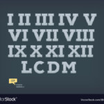 Set Of Roman Numerals Old Stone Carved Numbers Vector Image