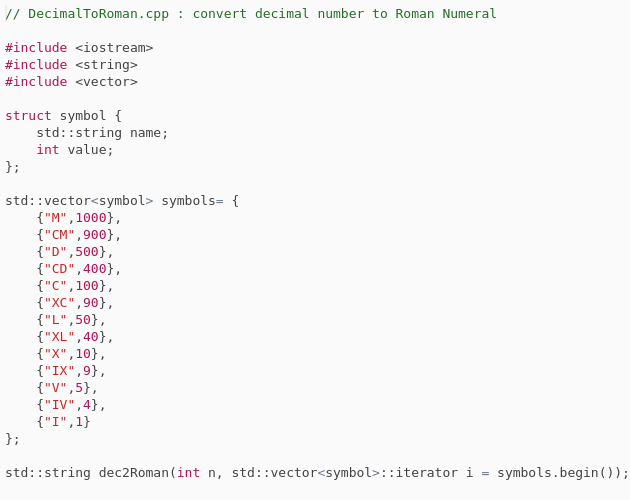 Simple Decimal To Roman Numerals In C Codepad Simple Decimal to Roman Numerals In C Codepad