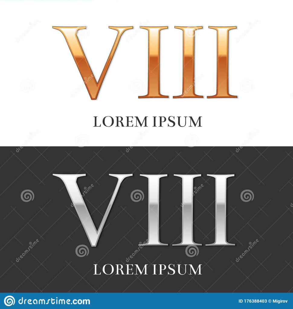 8 VIII Luxury Gold And Silver Roman Numerals Sign Logo Symbol 