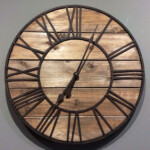 Clock Round Wood And Metal Roman Numeral Clock Wood And Metal