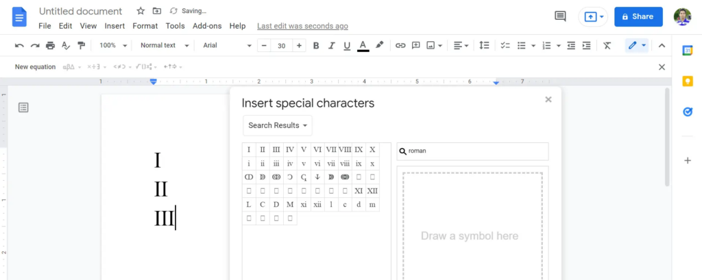 How To Add Roman Numerals In Google Docs Video Screenshot 